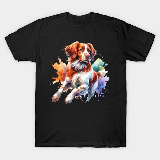 Brittany Watercolor Painting - Beautiful Dog T-Shirt by Edd Paint Something